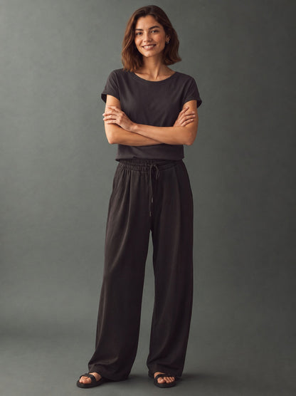 Cotton Cap Sleeve Crew Neck T-Shirt