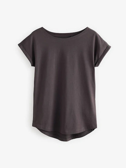 Cotton Cap Sleeve Crew Neck T-Shirt